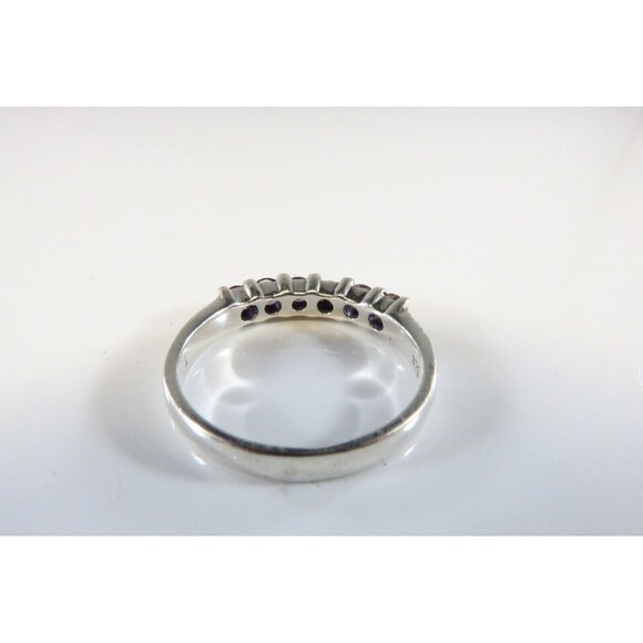 Sterling Silver Stackable Purple Glass Marcasite Accented Band Ring Size 7.25 - Picture 6 of 7